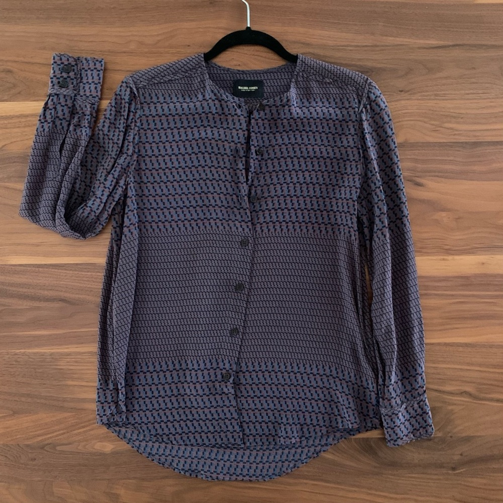 Rachel Comey Purple Patterned Button-Front Blouse